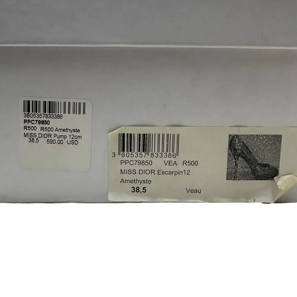 Christian Dior Womens Pumps Size 8.5 Python Leather Peep Toe Amethyste 2008 - Picture 10 of 11